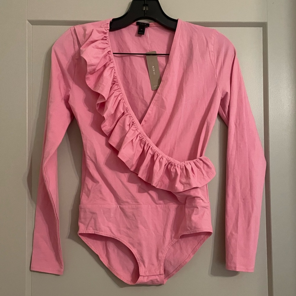 NWT Jcrew pink ruffle bodysuit size XS